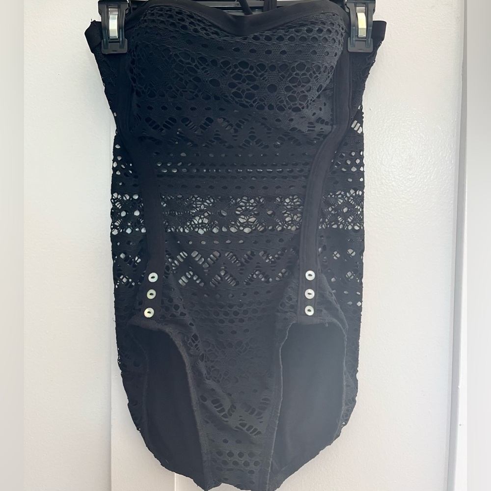 Robin Piccone Black Crochet Swimsuit